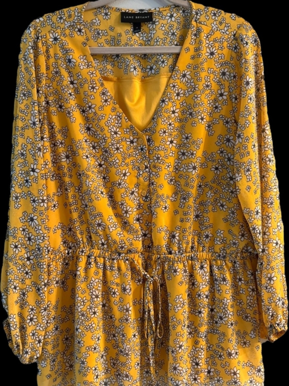 Lane Bryant Yellow Floral Peplum Blouse . Size 14